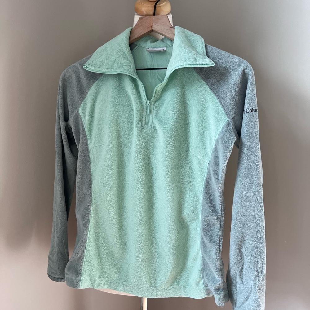 Columbia Mint Green and Gray Fleece Pullover